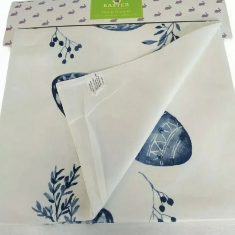 Table Runner Easter Spring Eggs Farmhouse 🐰Country Blue Cream 🐰 13"x72"